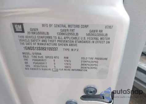 2008 Chevrolet Trailblazer Fleet z USA, uszkodzony, nr VIN 1GNDS13S082109337